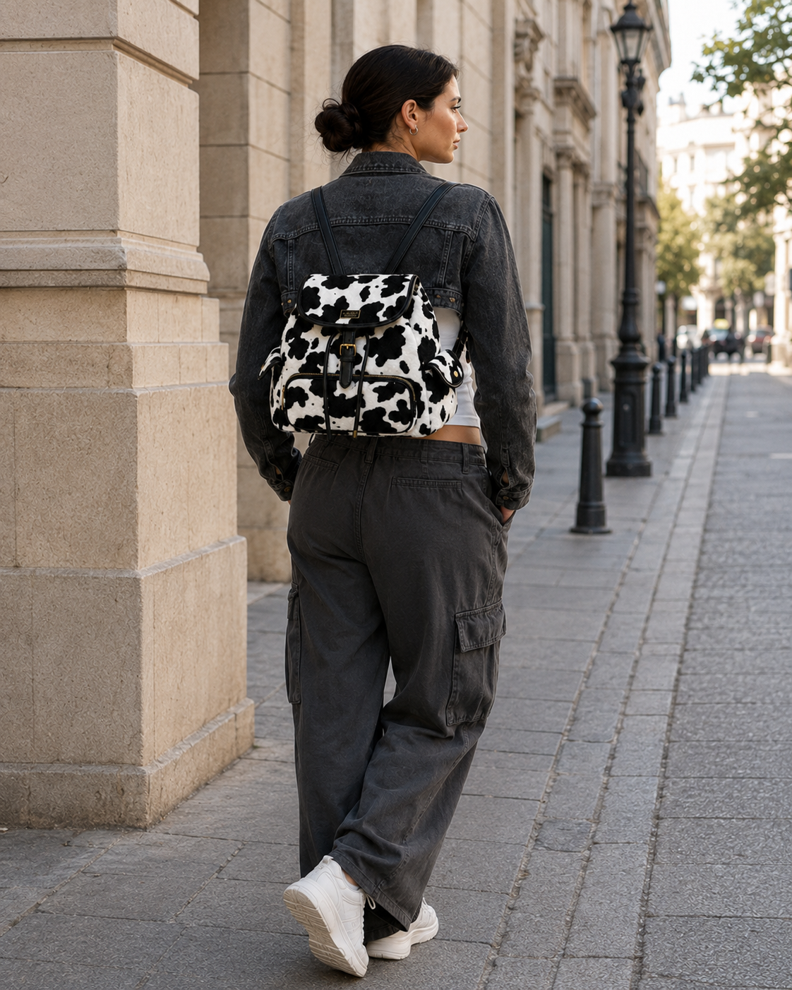 MARIELLA | ЕФЕКТНА ЧАНТА-РАНИЦА В COW PRINT